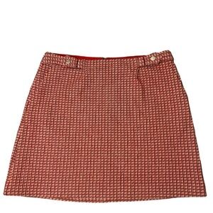 CLUB MONACO Mini Tweed Skirt Jupe Red Mix Size 10 NWT Preppy Plaid